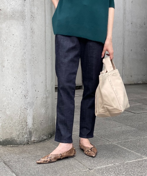 un dix cors（アンディコール）の「低身長/高身長サイズ有　イージーデニムテーパードパンツ（デニムパンツ・レディース・ブルー/ネイビー・34/36/38/40）」の10枚目の写真