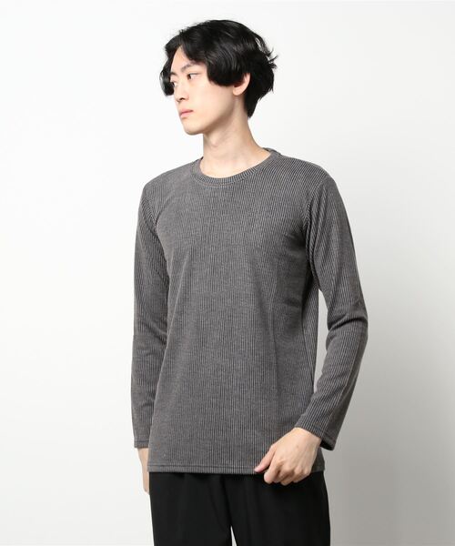 CUSTOM CULTURE(カスタムカルチャー)の「【CUSTOM CULTURE】 リンクス ストライプ ロングスリーブ Tee(Tシャツ/カットソー・メンズ・ホワイト/ブラック/チャコールグレー・3/2/4)」の2枚目の写真