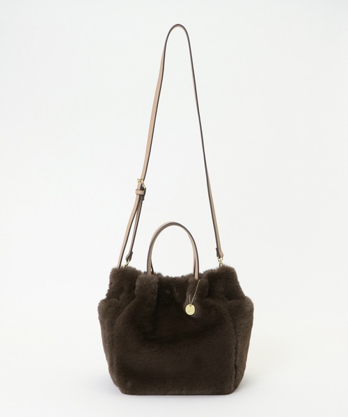 ikka（イッカ）の「エコファー2WAY Wポケットトートバッグ（ショルダーバッグ・レディース・オフホワイト/ブラウン/ピンク/ダークグリーン・FREE）」の20枚目の写真