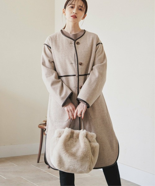 ikka（イッカ）の「エコファー2WAY Wポケットトートバッグ（ショルダーバッグ・レディース・オフホワイト/ブラウン/ピンク/ダークグリーン・FREE）」の22枚目の写真