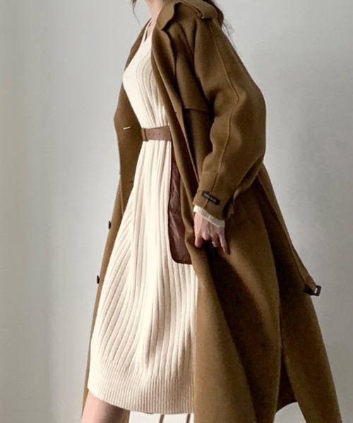 Doula Doula（ドゥーラドゥーラ）の「Vネックリブニットワンピース（ワンピース・レディース・オフホワイト/ブラウン/ブラック・FREE）」の21枚目の写真