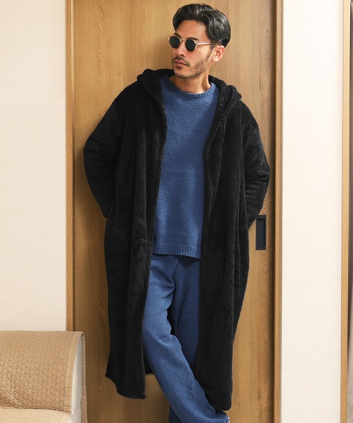 jiggys shop(ジギーズショップ)の「【着る毛布】 ボアフード ルームウエア コーディガン (男女兼用)(ルームウェア/パジャマ・メンズ・ブラウン系その他/ネイビー/モカ/ブラック/チャコールグレー・FREE)」の3枚目の写真