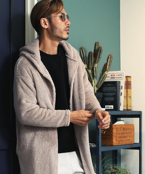 jiggys shop(ジギーズショップ)の「【着る毛布】 ボアフード ルームウエア コーディガン (男女兼用)(ルームウェア/パジャマ・メンズ・ブラウン系その他/ネイビー/モカ/ブラック/チャコールグレー・FREE)」の4枚目の写真