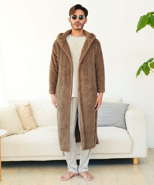 jiggys shop(ジギーズショップ)の「【着る毛布】 ボアフード ルームウエア コーディガン (男女兼用)(ルームウェア/パジャマ・メンズ・ブラウン系その他/ネイビー/モカ/ブラック/チャコールグレー・FREE)」の11枚目の写真