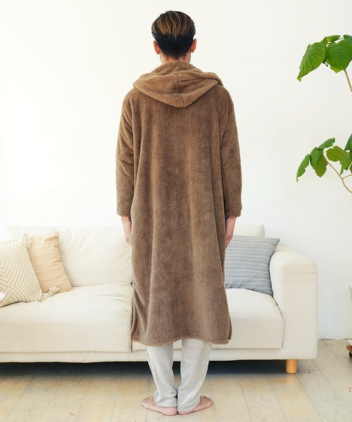 jiggys shop(ジギーズショップ)の「【着る毛布】 ボアフード ルームウエア コーディガン (男女兼用)(ルームウェア/パジャマ・メンズ・ブラウン系その他/ネイビー/モカ/ブラック/チャコールグレー・FREE)」の9枚目の写真
