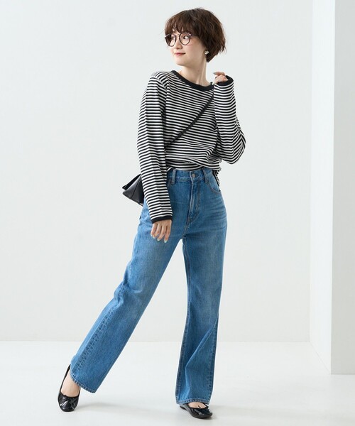 FREAK'S STORE（フリークスストア）の「ハニカムボーダーロンＴ（Tシャツ/カットソー・レディース・グリーン/ブラック/レッド/イエロー・ﾌﾘ-）」の5枚目の写真