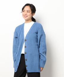 リブVネックチュニックカーディガン