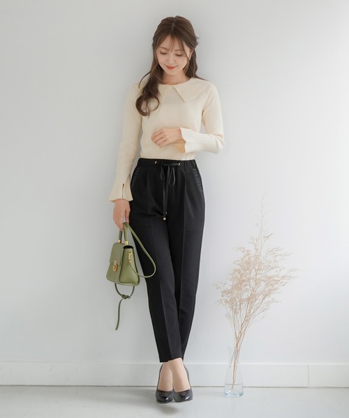 テーパードパンツ ストレッチ タックフリル Le Reve Vaniller スラックス Le Reve Vaniller ル レーヴ ヴァニレ のファッション通販 Zozotown