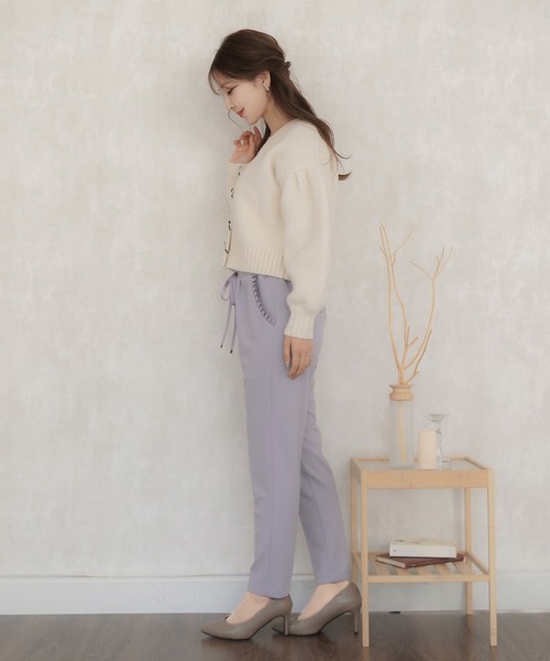 ヴァニレ　テーパードパンツ　ストレッチ　タックフリル テーパードパンツ ストレッチ タックフリル le reve vaniller