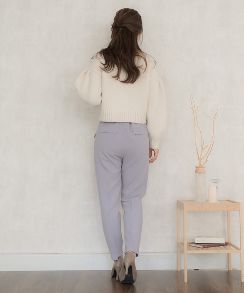 ヴァニレ　テーパードパンツ　ストレッチ　タックフリル テーパードパンツ ストレッチ タックフリル le reve vaniller