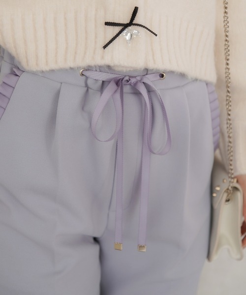 テーパードパンツ ストレッチ タックフリル le reve vaniller