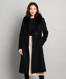 クードシャンス フォックスファー 付きカシミヤ混チェスターコート 36 日本製／フォックスファー／カシミヤ混】ファー付ウールコート｜クード