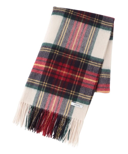 LOVELESS（ラブレス）の「ウールチェックマフラー（マフラー・レディース・ホワイト系その他/グレー系その他/レッド系その他3・FREE）」の2枚目の写真