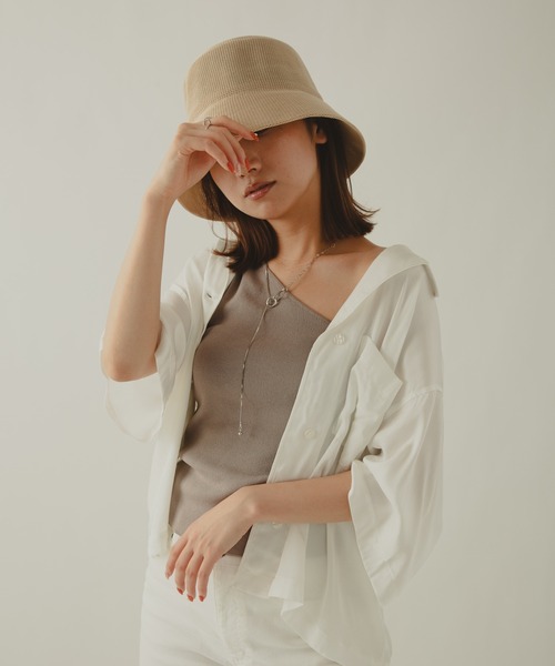 COLOR TOKYO ACCESSORIES(カラートウキョウアクセサリー)の「ストロー素材荒目チューリップハット(ハット・レディース・ホワイト/ブラック/ベージュ/ブラウン・FREE)」の12枚目の写真