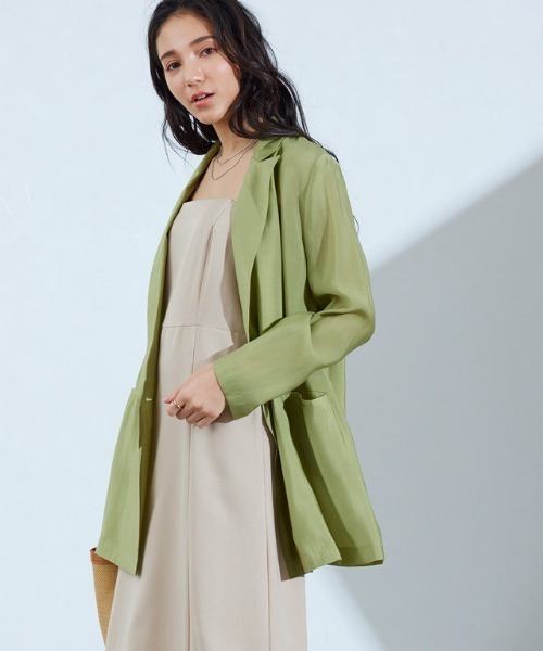 Pierrot（ピエロ）の「シアーオーバーサイズジャケット（テーラードジャケット・レディース・グリーン系その他/キャメル/グレイッシュブルー・M/L）」の16枚目の写真