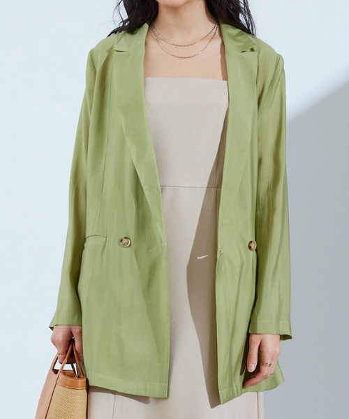 Pierrot（ピエロ）の「シアーオーバーサイズジャケット（テーラードジャケット・レディース・グリーン系その他/キャメル/グレイッシュブルー・M/L）」の9枚目の写真