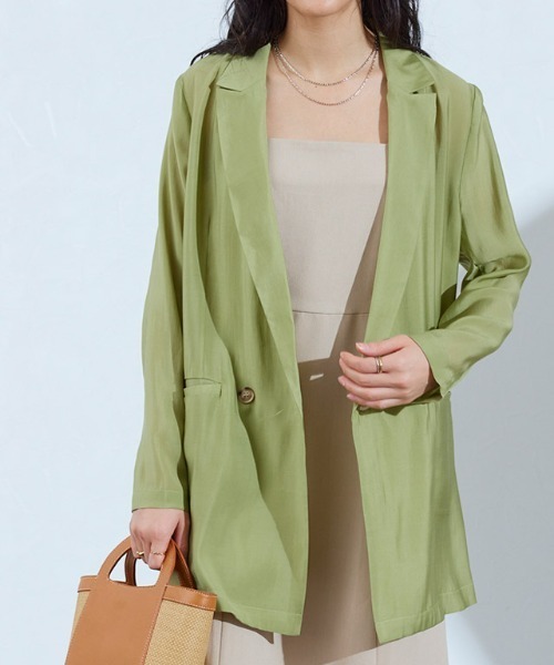 Pierrot（ピエロ）の「シアーオーバーサイズジャケット（テーラードジャケット・レディース・グリーン系その他/キャメル/グレイッシュブルー・M/L）」の4枚目の写真