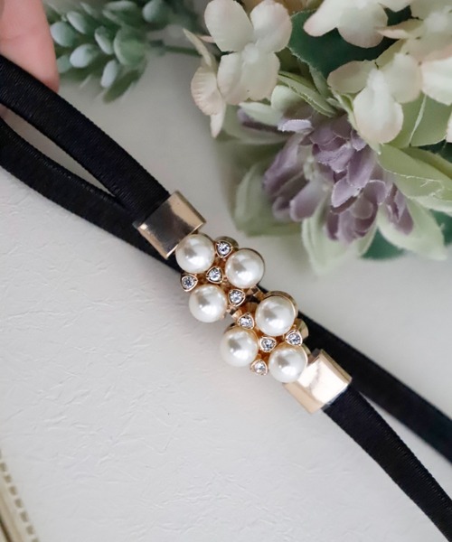 Cupid Heart（キューピッドハート）の「【Cupid Heart】結婚式ベルト　パール×ビジュー細ベルト（ベルト・レディース・ブラック/ベージュ・MEDIUM）」の6枚目の写真
