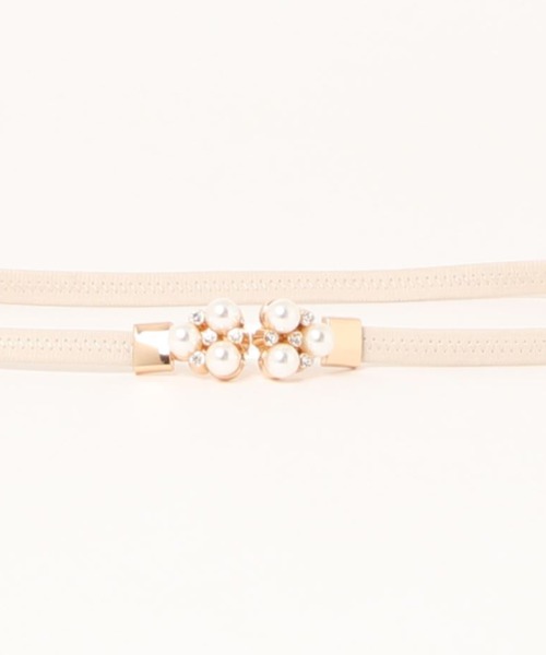 Cupid Heart（キューピッドハート）の「【Cupid Heart】結婚式ベルト　パール×ビジュー細ベルト（ベルト・レディース・ブラック/ベージュ・MEDIUM）」の10枚目の写真