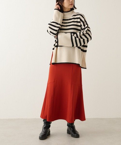 BONbazaar（ボンバザール）の「ボーダー柄脇スリットプルオーバー（ニット/セーター・レディース・ブラック/カーキ・FREE）」の17枚目の写真