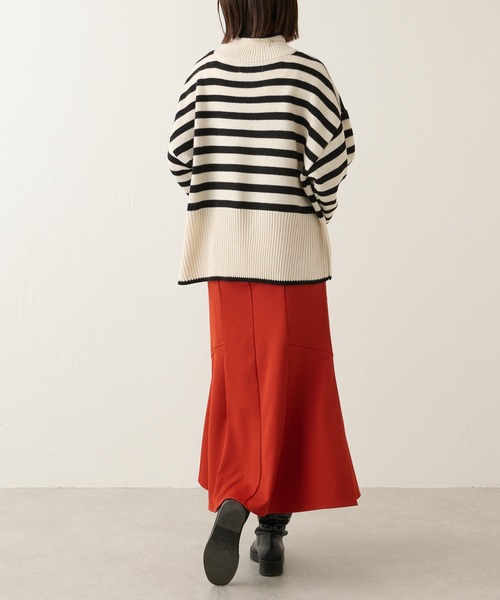 BONbazaar（ボンバザール）の「ボーダー柄脇スリットプルオーバー（ニット/セーター・レディース・ブラック/カーキ・FREE）」の21枚目の写真