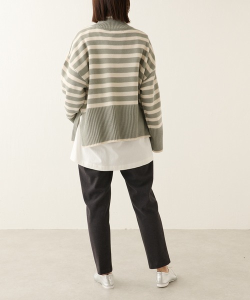 BONbazaar（ボンバザール）の「ボーダー柄脇スリットプルオーバー（ニット/セーター・レディース・ブラック/カーキ・FREE）」の19枚目の写真