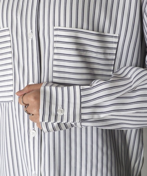 Riberry（リベリー）の「ポケット付きルーズシャツ（シャツ/ブラウス・レディース・グレー/ラベンダー・MEDIUM）」の3枚目の写真