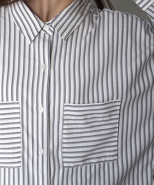 Riberry（リベリー）の「ポケット付きルーズシャツ（シャツ/ブラウス・レディース・グレー/ラベンダー・MEDIUM）」の4枚目の写真