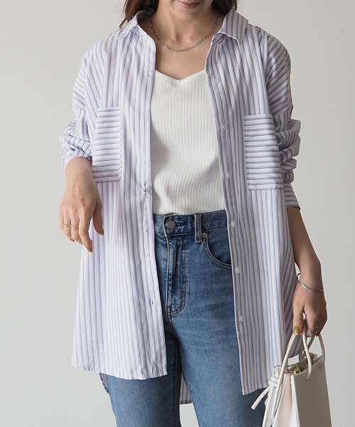 Riberry（リベリー）の「ポケット付きルーズシャツ（シャツ/ブラウス・レディース・グレー/ラベンダー・MEDIUM）」の13枚目の写真