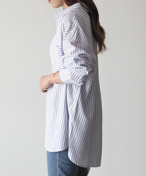 Riberry（リベリー）の「ポケット付きルーズシャツ（シャツ/ブラウス・レディース・グレー/ラベンダー・MEDIUM）」の12枚目の写真