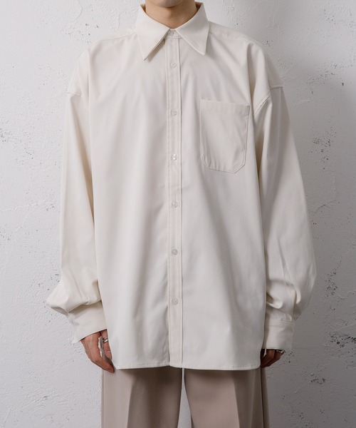 Adoon plain（アドーンプレーン）の「【Adoon plain】ビッグカラーシャツ（シャツ/ブラウス・メンズ・グレー/アイボリー・MEDIUM/LARGE）」の2枚目の写真