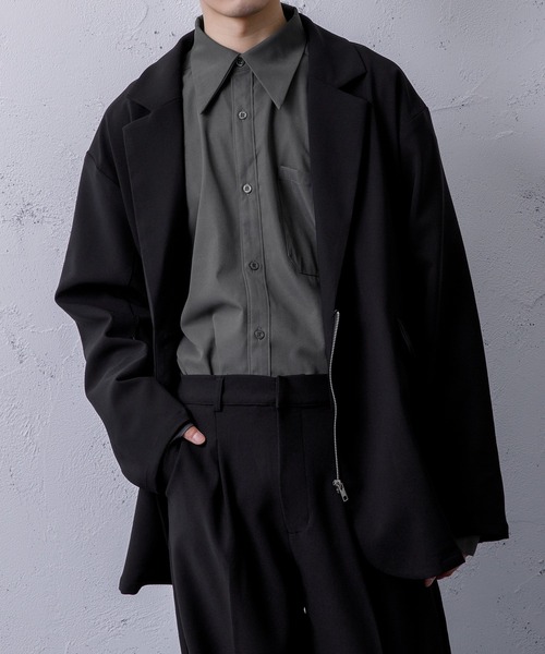 Adoon plain（アドーンプレーン）の「【Adoon plain】ビッグカラーシャツ（シャツ/ブラウス・メンズ・グレー/アイボリー・MEDIUM/LARGE）」の11枚目の写真