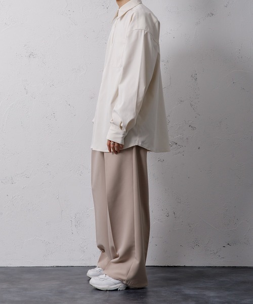 Adoon plain（アドーンプレーン）の「【Adoon plain】ビッグカラーシャツ（シャツ/ブラウス・メンズ・グレー/アイボリー・MEDIUM/LARGE）」の9枚目の写真