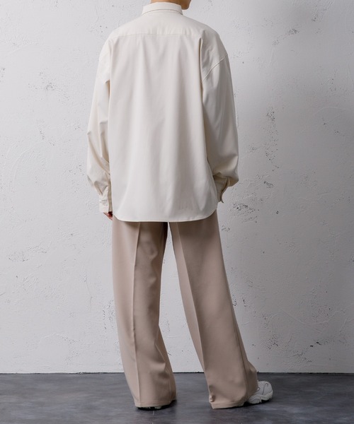 Adoon plain（アドーンプレーン）の「【Adoon plain】ビッグカラーシャツ（シャツ/ブラウス・メンズ・グレー/アイボリー・MEDIUM/LARGE）」の12枚目の写真