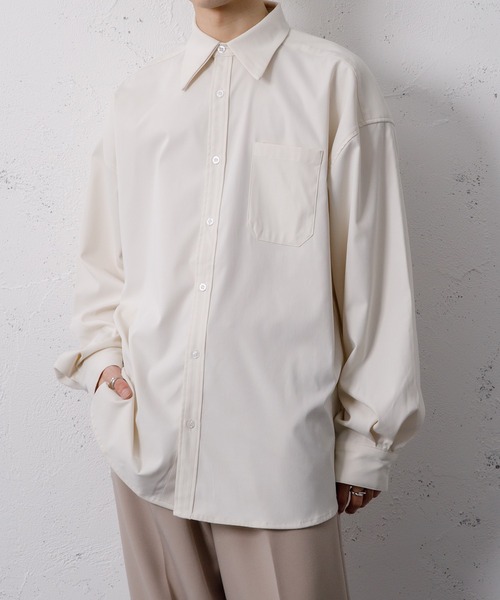 Adoon plain（アドーンプレーン）の「【Adoon plain】ビッグカラーシャツ（シャツ/ブラウス・メンズ・グレー/アイボリー・MEDIUM/LARGE）」の15枚目の写真