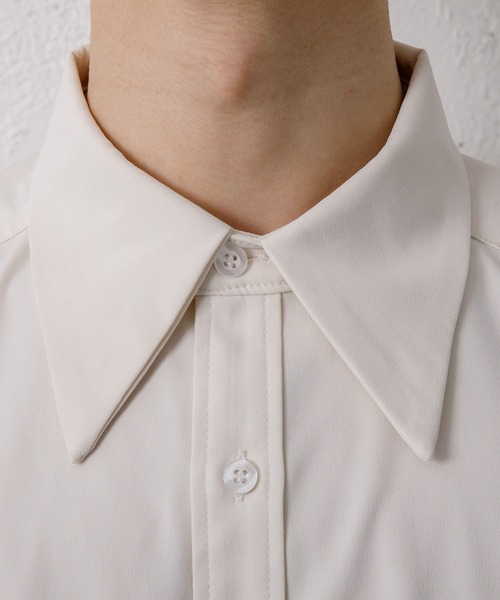 Adoon plain（アドーンプレーン）の「【Adoon plain】ビッグカラーシャツ（シャツ/ブラウス・メンズ・グレー/アイボリー・MEDIUM/LARGE）」の7枚目の写真