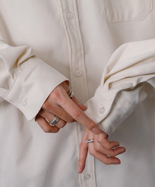 Adoon plain（アドーンプレーン）の「【Adoon plain】ビッグカラーシャツ（シャツ/ブラウス・メンズ・グレー/アイボリー・MEDIUM/LARGE）」の22枚目の写真