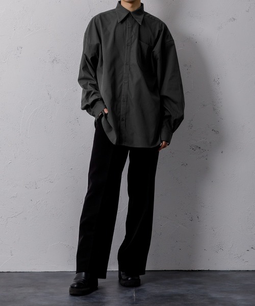 Adoon plain（アドーンプレーン）の「【Adoon plain】ビッグカラーシャツ（シャツ/ブラウス・メンズ・グレー/アイボリー・MEDIUM/LARGE）」の16枚目の写真