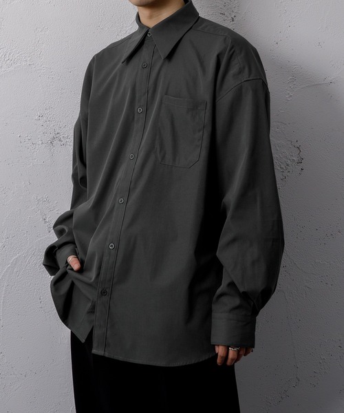 Adoon plain（アドーンプレーン）の「【Adoon plain】ビッグカラーシャツ（シャツ/ブラウス・メンズ・グレー/アイボリー・MEDIUM/LARGE）」の14枚目の写真