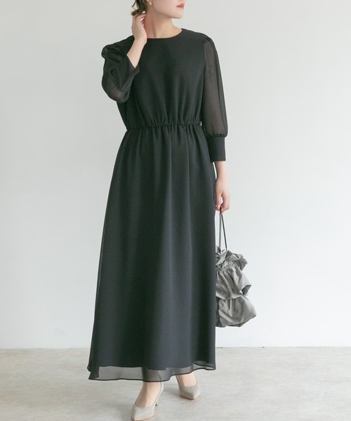 URBAN RESEARCH ROSSO（アーバンリサーチロッソ）の「kaene　楊柳シフォンワンンピース（ワンピース・レディース・グレー/ブラック・38）」の3枚目の写真