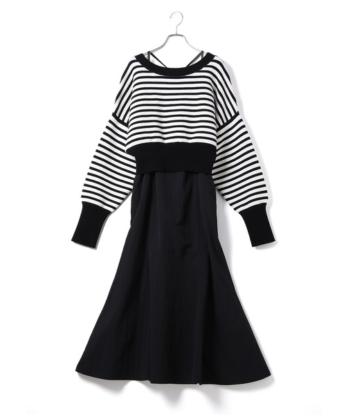 ADAM ET ROPE'（アダムエロペ）の「【一部直営店舗・WEB限定】キャミワンピースコンビ2WAYニットカーディガン（ワンピース・レディース・ブラック/キナリ・FREE）」の18枚目の写真