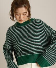 THE SHOP TK （ザ ショップ ティーケー ）の「◆マルチボーダークロップドニット（ニット/セーター）」