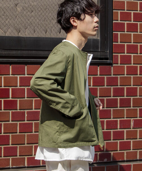 GLOSTER(グロスター)の「【GLOSTER/グロスター】ショート丈ノーカラーブルゾン(ブルゾン・メンズ・オリーブ/ネイビー・MEDIUM/LARGE)」の12枚目の写真