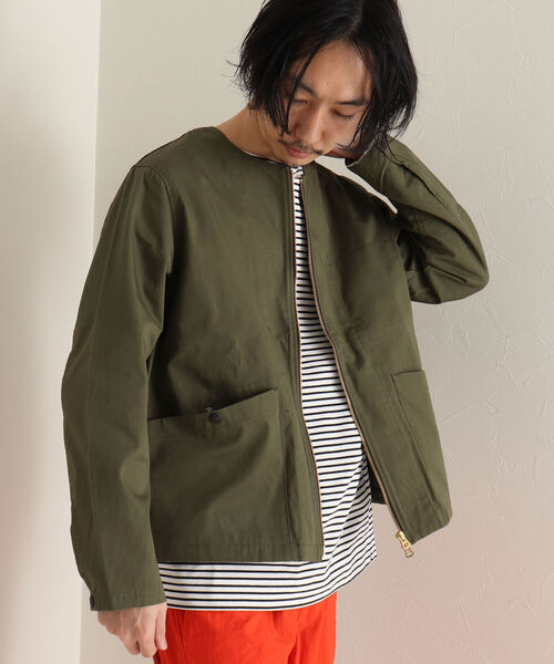GLOSTER(グロスター)の「【GLOSTER/グロスター】ショート丈ノーカラーブルゾン(ブルゾン・メンズ・オリーブ/ネイビー・MEDIUM/LARGE)」の18枚目の写真