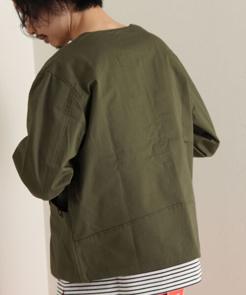 GLOSTER(グロスター)の「【GLOSTER/グロスター】ショート丈ノーカラーブルゾン(ブルゾン・メンズ・オリーブ/ネイビー・MEDIUM/LARGE)」の7枚目の写真