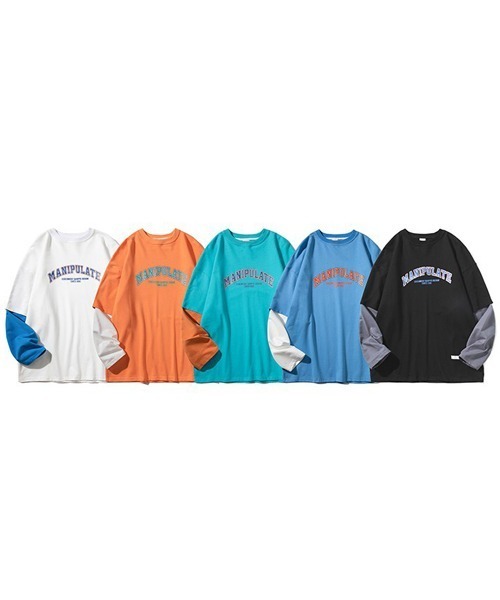 Ressaca(レサーカ)の「オーバーサイズ 長袖 レイヤード カレッジロゴ ロンT(Tシャツ/カットソー・メンズ・ブルー/ブラック/ホワイト/オレンジ・L/M/XL/XXL)」の8枚目の写真