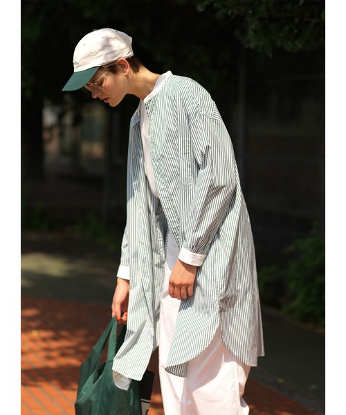 GYMPHLEX(ジムフレックス)の「Gymphlex | マルチストライプ バンドカラーワンピース WOMEN(ワンピース・レディース・ブルー系その他/グリーン系その他/ピンク系その他2・12/14)」の6枚目の写真