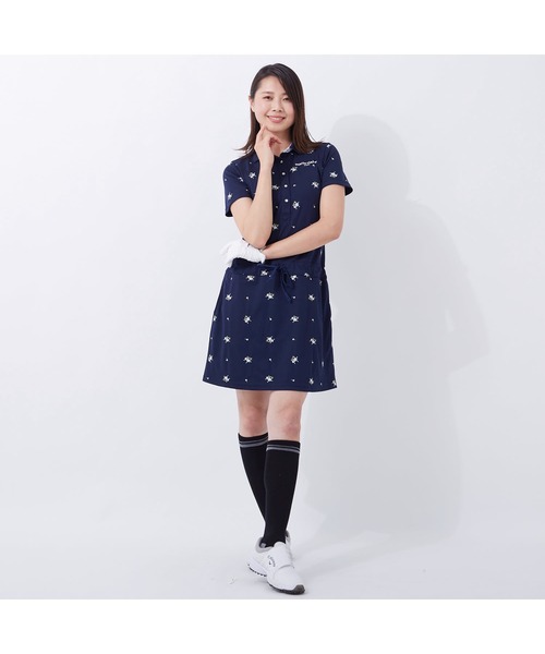 Marie Claire マリ クレール のワンピース Marie Claire マリクレール Uvカット 飛び柄 ワンピース ストレッチ ワンピース 吸汗速乾 Marie Uvカット Claire マリ クレール のファッション 接触冷感 ゴルフウェア レディース ワンピース 人気の激安通販