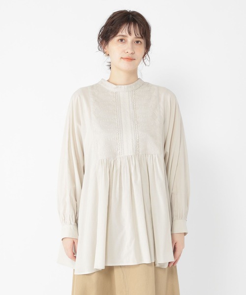 studio CLIP（スタディオクリップ）の「ダブルフロント刺繍切り替えチュニックブラウス（シャツ/ブラウス・レディース・ホワイト/ライトグレー/ブラック/ブルー・FREE）」の10枚目の写真