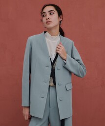 PUBLIC TOKYO | 【セットアップ対応】センタープリーツスリーブノーカラージャケット(ノーカラージャケット)